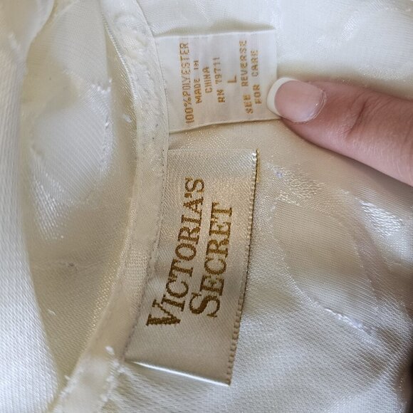 Vintage Victoria's Secret Gold Label Ivory Floral Sheer Button Front Nightgown L - Picture 10 of 12